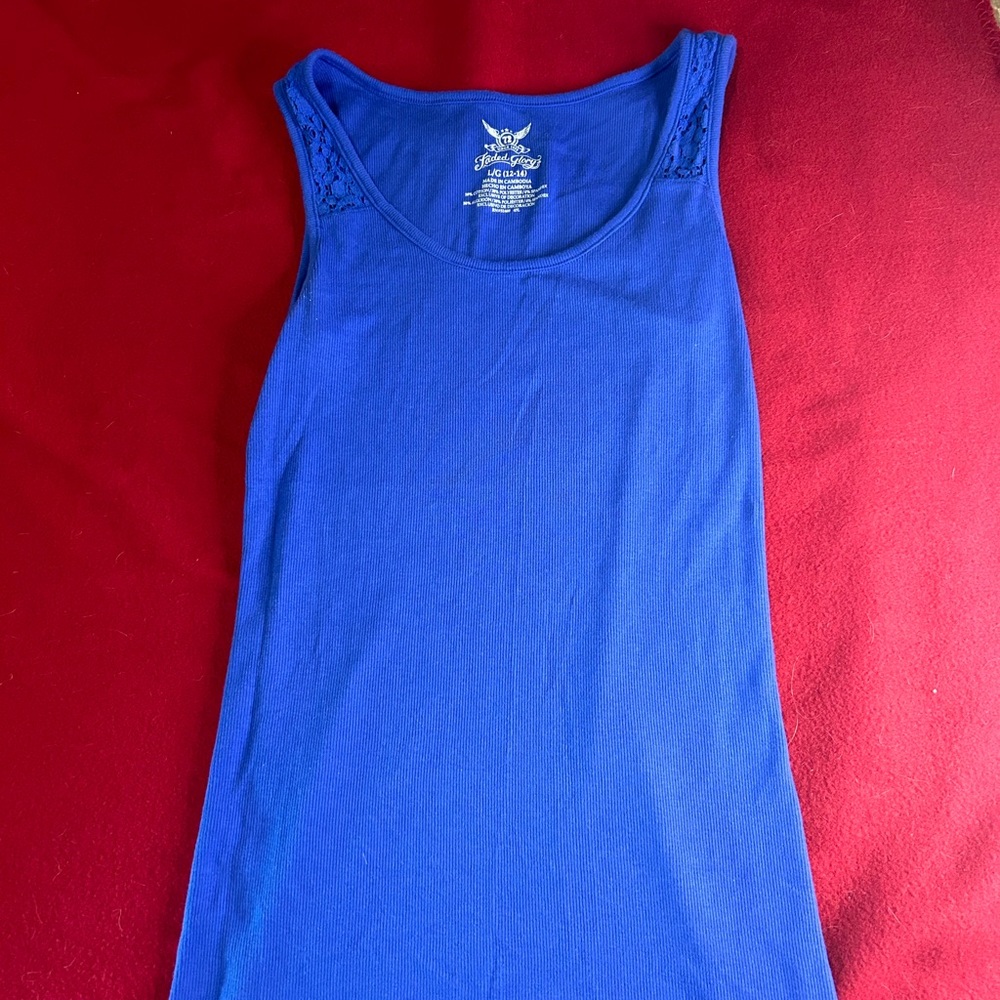 Long blue tank with lace straps